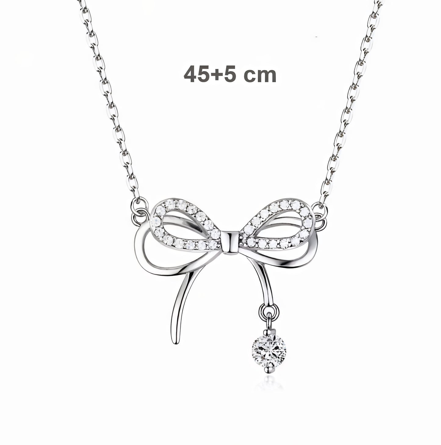 Korean Crystal Bowknot Pendant Necklaces For Women Cute Shiny Bow Clavicle Choker Necklace Sliver Chains Fashion Jewelry Gifts